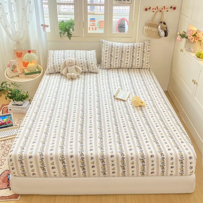 91家纺网 家纺一手货源 找家纺 玉海棠家纺 2025新款直播爆款双层纱床笠三件套 玫瑰哒