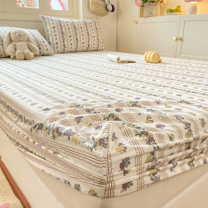 91家纺网 家纺一手货源 找家纺 玉海棠家纺 2025新款直播爆款双层纱床笠三件套 玫瑰哒