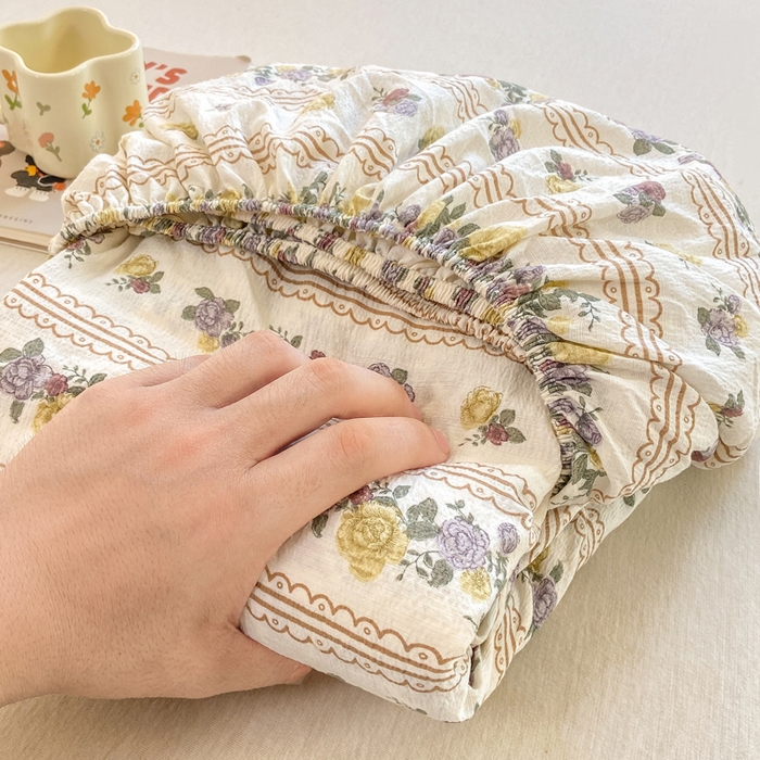 91家纺网 家纺一手货源 找家纺 玉海棠家纺 2025新款直播爆款双层纱床笠三件套 玫瑰哒