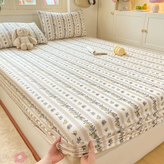 91家纺网 家纺一手货源 找家纺 玉海棠家纺 2025新款直播爆款双层纱床笠三件套 玫瑰哒