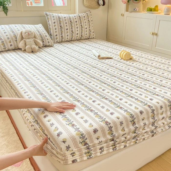 91家纺网 家纺一手货源 找家纺 玉海棠家纺 2025新款直播爆款双层纱床笠三件套 玫瑰哒