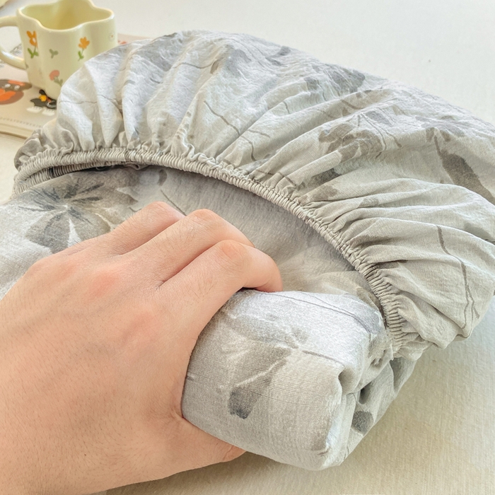 91家纺网 家纺一手货源 找家纺 玉海棠家纺 2025新款直播爆款双层纱床笠三件套 秘境烟雨