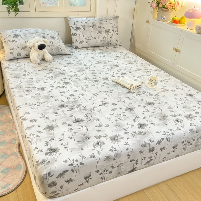 91家纺网 家纺一手货源 找家纺 玉海棠家纺 2025新款直播爆款双层纱床笠三件套 秘境烟雨