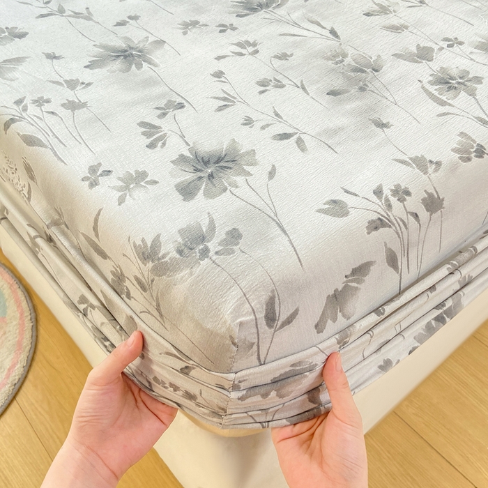 91家纺网 家纺一手货源 找家纺 玉海棠家纺 2025新款直播爆款双层纱床笠三件套 秘境烟雨