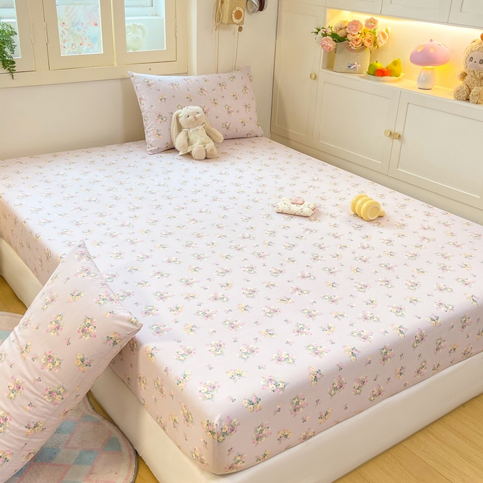 91家纺网 家纺一手货源 找家纺 玉海棠家纺 2025新款直播爆款双层纱床笠三件套 奶油味的暗恋