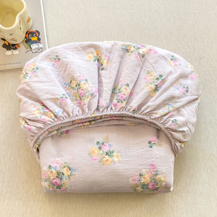 91家纺网 家纺一手货源 找家纺 玉海棠家纺 2025新款直播爆款双层纱床笠三件套 奶油味的暗恋