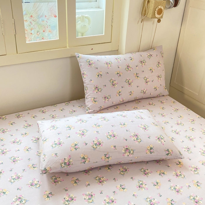 91家纺网 家纺一手货源 找家纺 玉海棠家纺 2025新款直播爆款双层纱床笠三件套 奶油味的暗恋