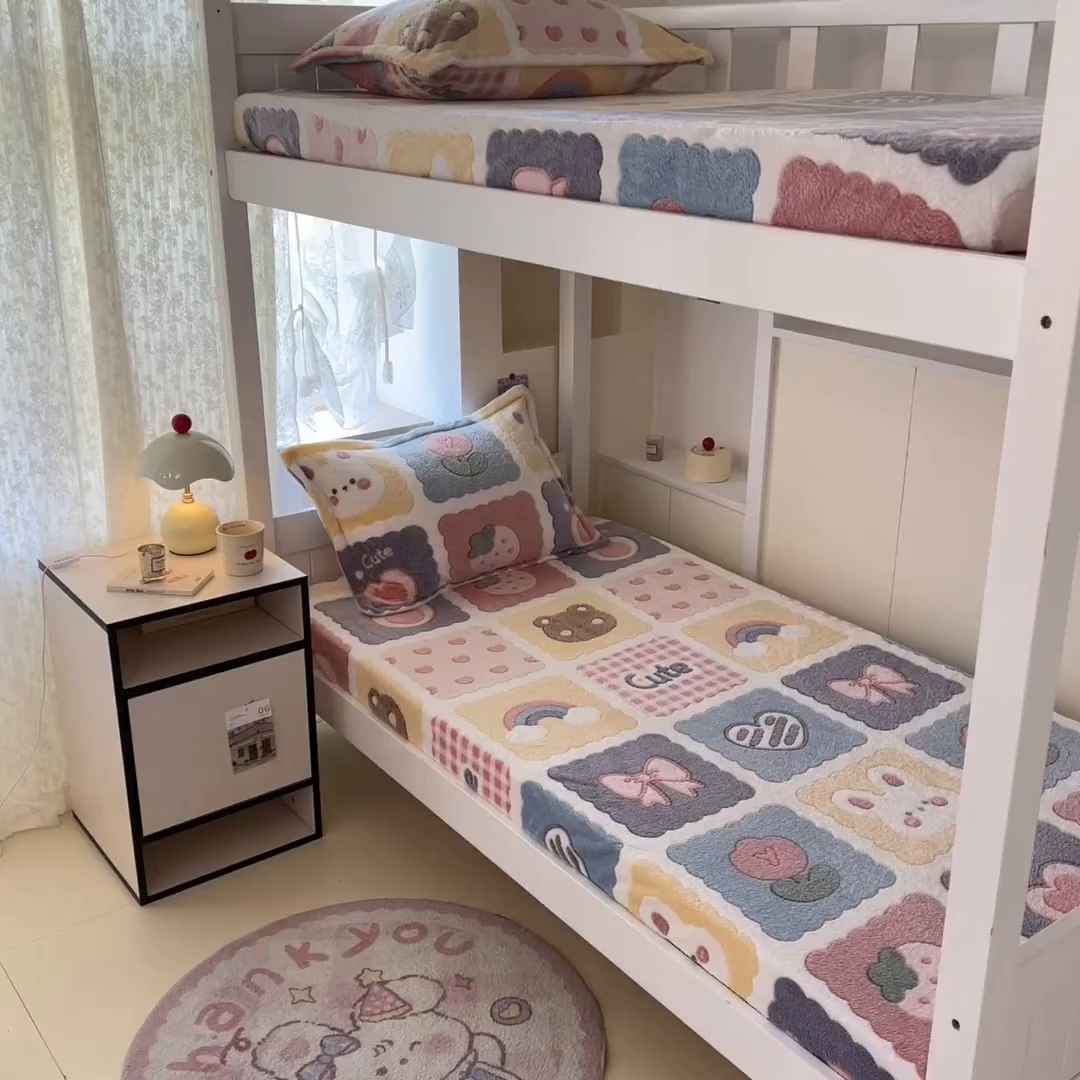 91家纺网 家纺一手货源 找家纺 川悦生活 2025新款雪花绒宿舍单床笠 床笠甜蜜日常粉