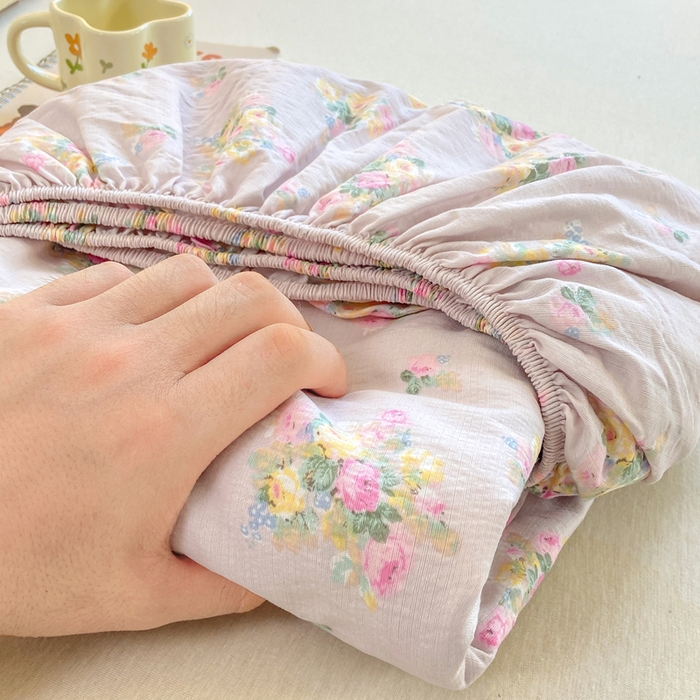 91家纺网 家纺一手货源 找家纺 玉海棠家纺 2025新款直播爆款双层纱床笠三件套 奶油味的暗恋