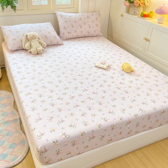 91家纺网 家纺一手货源 找家纺 玉海棠家纺 2025新款直播爆款双层纱床笠三件套 奶油味的暗恋