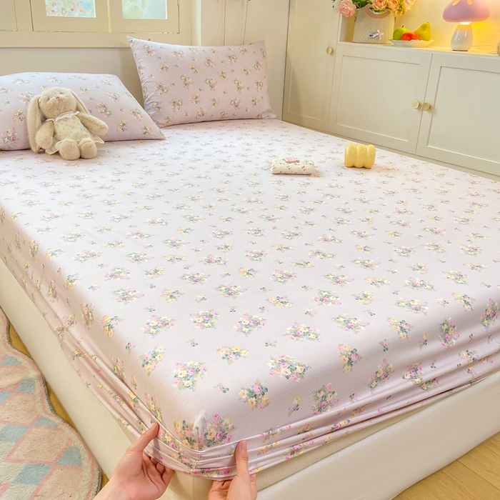 91家纺网 家纺一手货源 找家纺 玉海棠家纺 2025新款直播爆款双层纱床笠三件套 奶油味的暗恋