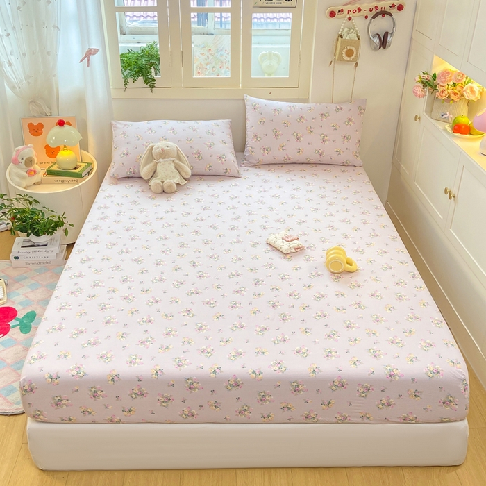 91家纺网 家纺一手货源 找家纺 玉海棠家纺 2025新款直播爆款双层纱床笠三件套 奶油味的暗恋