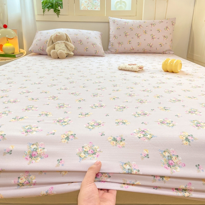 91家纺网 家纺一手货源 找家纺 玉海棠家纺 2025新款直播爆款双层纱床笠三件套 奶油味的暗恋