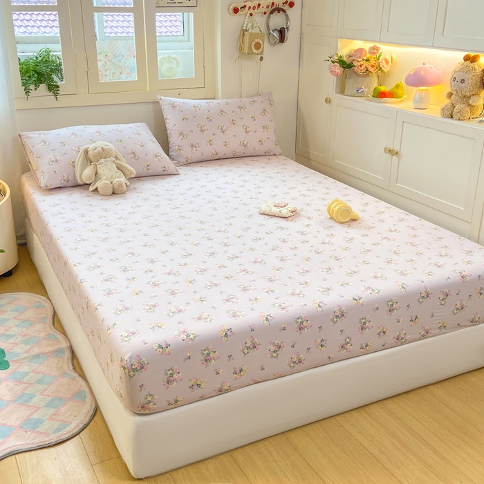 91家纺网 家纺一手货源 找家纺 玉海棠家纺 2025新款直播爆款双层纱床笠三件套 奶油味的暗恋