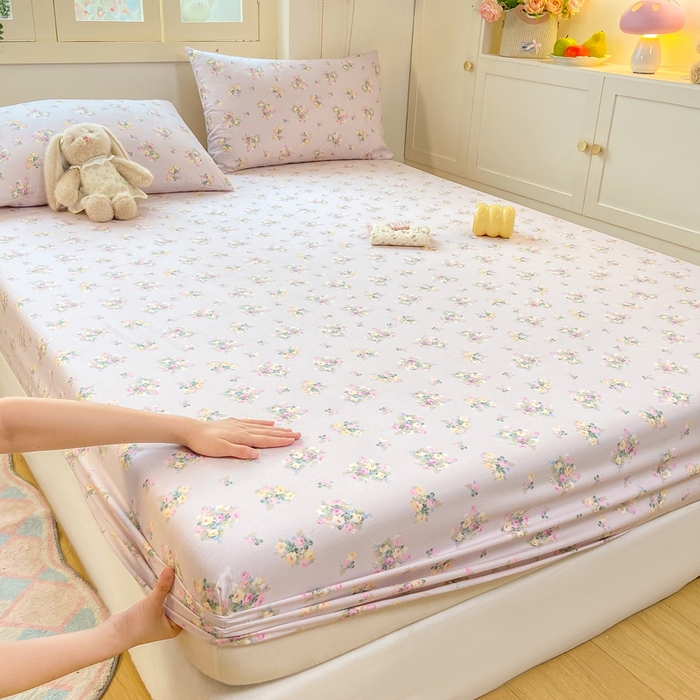 91家纺网 家纺一手货源 找家纺 玉海棠家纺 2025新款直播爆款双层纱床笠三件套 奶油味的暗恋