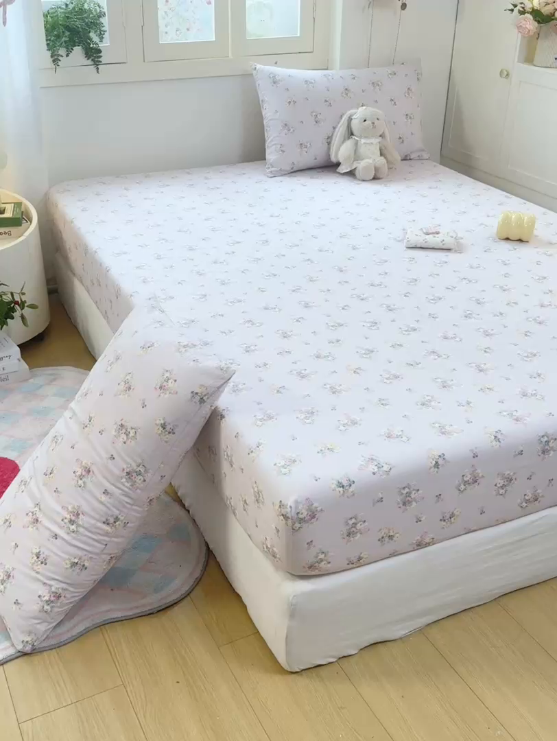 91家纺网 家纺一手货源 找家纺 玉海棠家纺 2025新款直播爆款双层纱床笠三件套 奶油味的暗恋