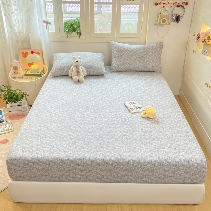 91家纺网 家纺一手货源 找家纺 玉海棠家纺 2025新款直播爆款双层纱床笠三件套 南亭晚风