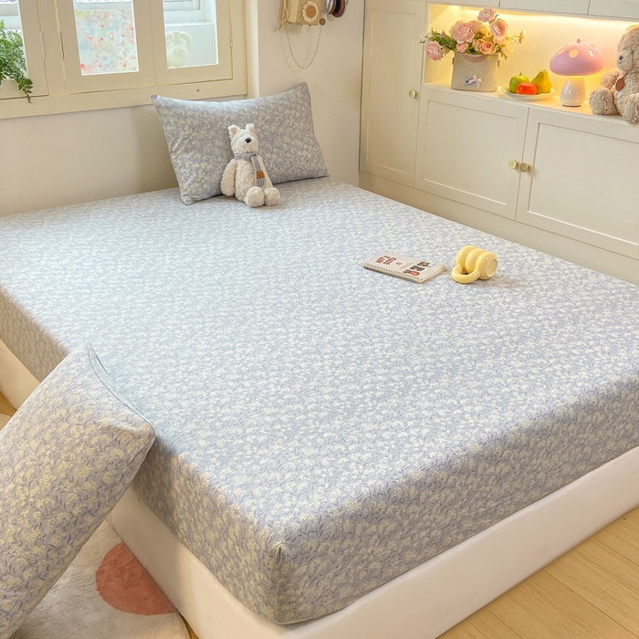 91家纺网 家纺一手货源 找家纺 玉海棠家纺 2025新款直播爆款双层纱床笠三件套 南亭晚风