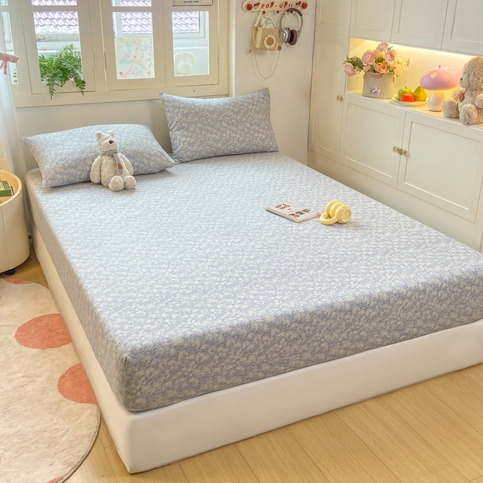 91家纺网 家纺一手货源 找家纺 玉海棠家纺 2025新款直播爆款双层纱床笠三件套 南亭晚风