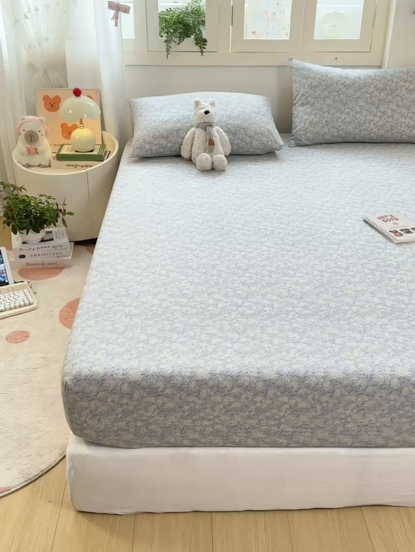 91家纺网 家纺一手货源 找家纺 玉海棠家纺 2025新款直播爆款双层纱床笠三件套 南亭晚风