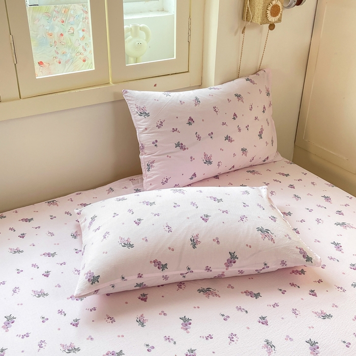 91家纺网 家纺一手货源 找家纺 玉海棠家纺 2025新款直播爆款双层纱床笠三件套 葡萄七分甜