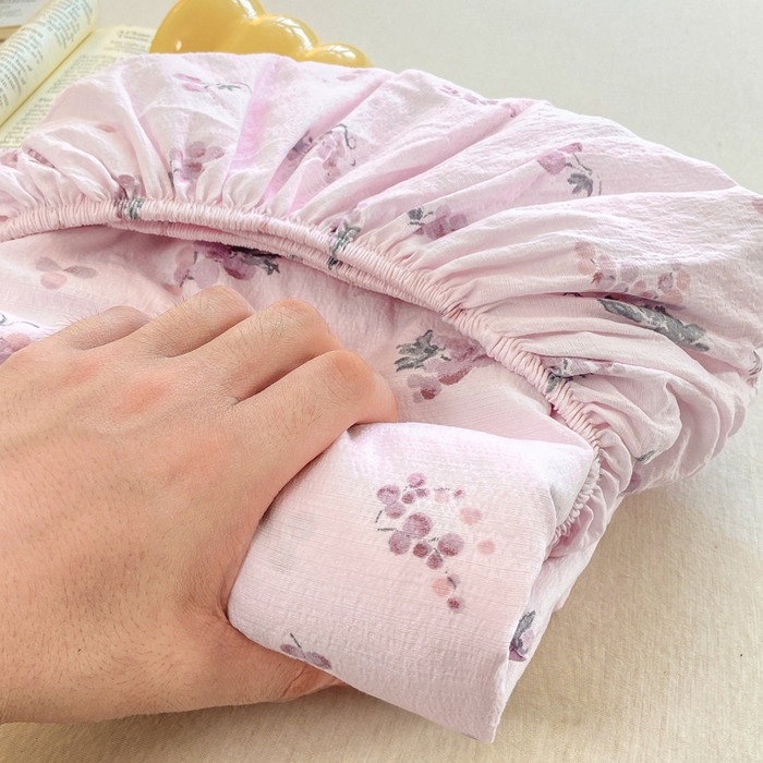 91家纺网 家纺一手货源 找家纺 玉海棠家纺 2025新款直播爆款双层纱床笠三件套 葡萄七分甜