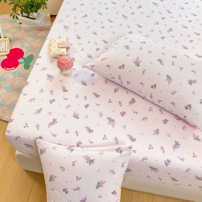 91家纺网 家纺一手货源 找家纺 玉海棠家纺 2025新款直播爆款双层纱床笠三件套 葡萄七分甜