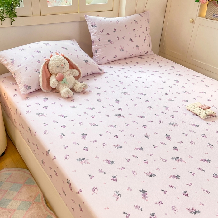 91家纺网 家纺一手货源 找家纺 玉海棠家纺 2025新款直播爆款双层纱床笠三件套 葡萄七分甜