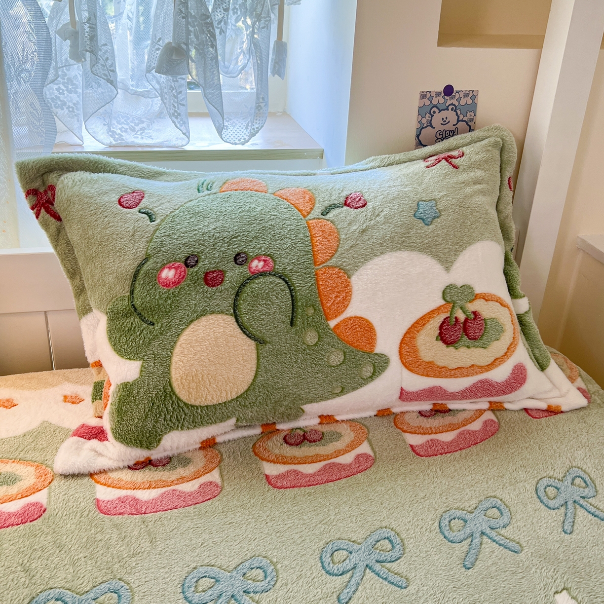 91家纺网 家纺一手货源 找家纺 川悦生活 2025新款雪花绒宿舍单床笠 床笠甜系龙龙