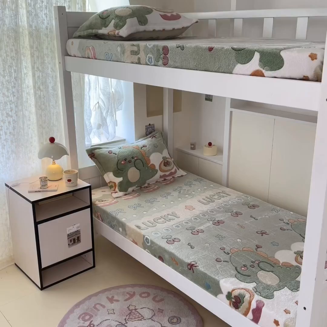 91家纺网 家纺一手货源 找家纺 川悦生活 2025新款雪花绒宿舍单床笠 床笠甜系龙龙