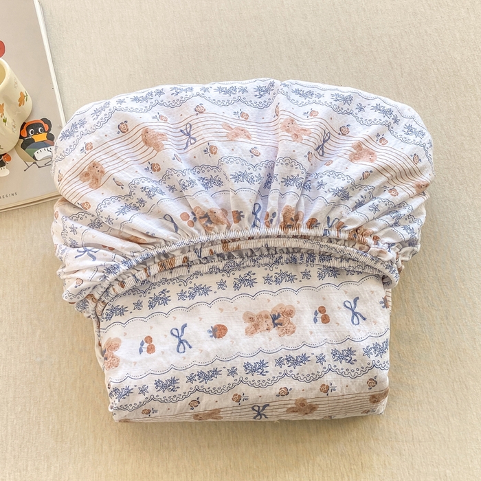 91家纺网 家纺一手货源 找家纺 玉海棠家纺 2025新款直播爆款双层纱床笠三件套 他和她的兔