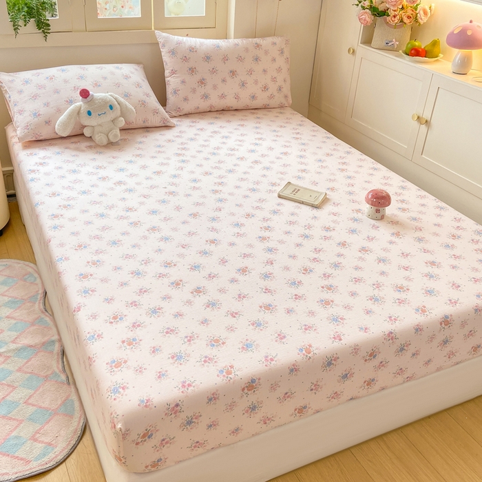 91家纺网 家纺一手货源 找家纺 玉海棠家纺 2025新款直播爆款双层纱床笠三件套 桃夭