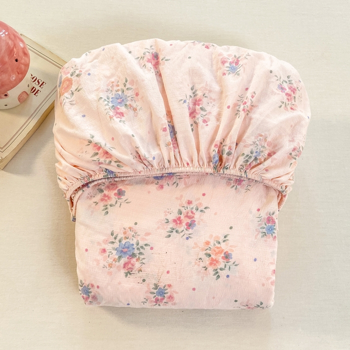 91家纺网 家纺一手货源 找家纺 玉海棠家纺 2025新款直播爆款双层纱床笠三件套 桃夭