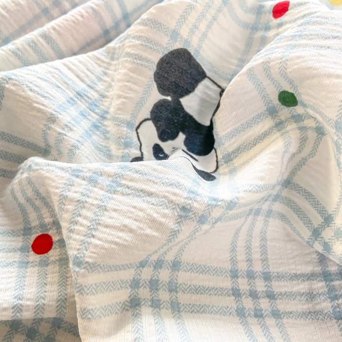 91家纺网 家纺一手货源 找家纺 玉海棠家纺 2025新款直播爆款双层纱床笠三件套 熊猫宝宝