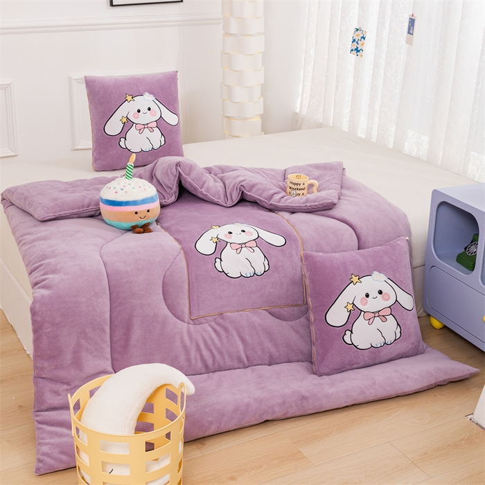 91家纺网 家纺一手货源 找家纺 哩哩熊 2025新款抱枕被子两用加厚二合一汽车载枕头办公室午睡毯子冬天靠枕-长耳兔系列 长耳兔-香芋紫