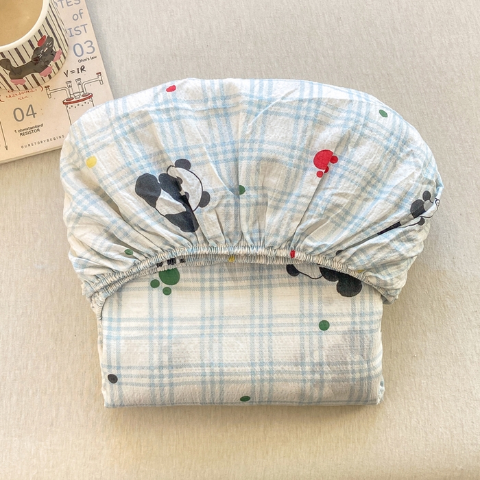 91家纺网 家纺一手货源 找家纺 玉海棠家纺 2025新款直播爆款双层纱床笠三件套 熊猫宝宝