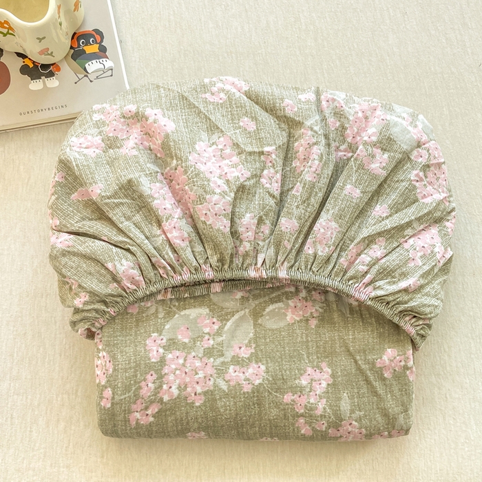 91家纺网 家纺一手货源 找家纺 玉海棠家纺 2025新款直播爆款双层纱床笠三件套 云卷抒