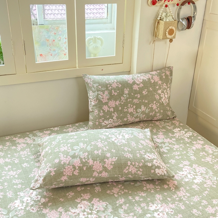 91家纺网 家纺一手货源 找家纺 玉海棠家纺 2025新款直播爆款双层纱床笠三件套 云卷抒