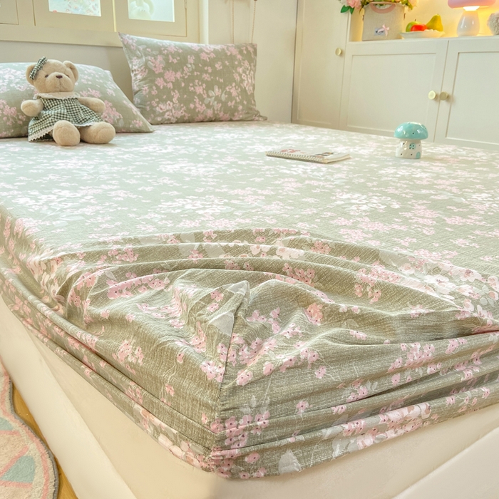 91家纺网 家纺一手货源 找家纺 玉海棠家纺 2025新款直播爆款双层纱床笠三件套 云卷抒