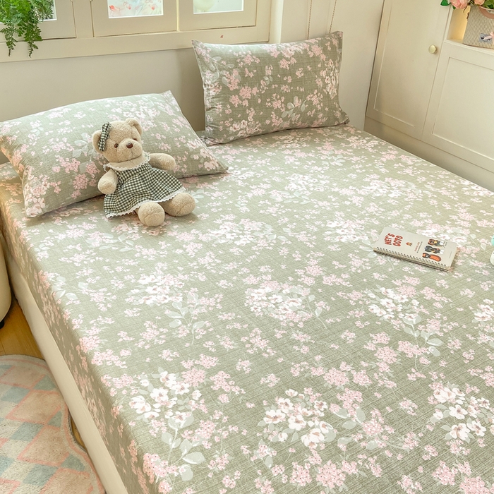 91家纺网 家纺一手货源 找家纺 玉海棠家纺 2025新款直播爆款双层纱床笠三件套 云卷抒