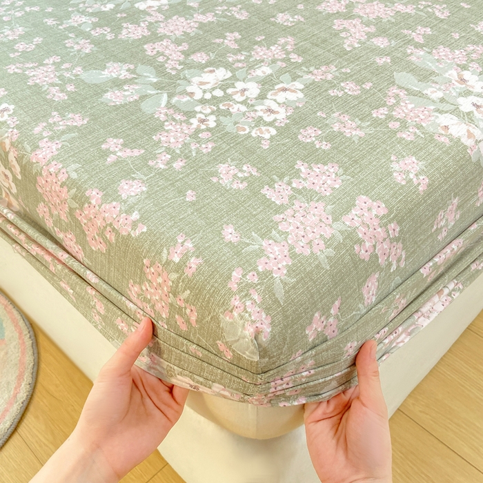 91家纺网 家纺一手货源 找家纺 玉海棠家纺 2025新款直播爆款双层纱床笠三件套 云卷抒