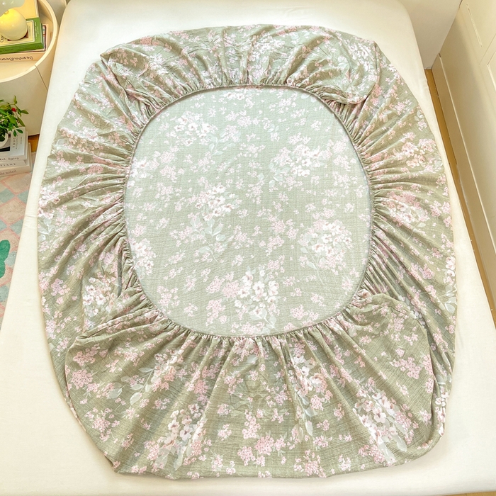 91家纺网 家纺一手货源 找家纺 玉海棠家纺 2025新款直播爆款双层纱床笠三件套 云卷抒