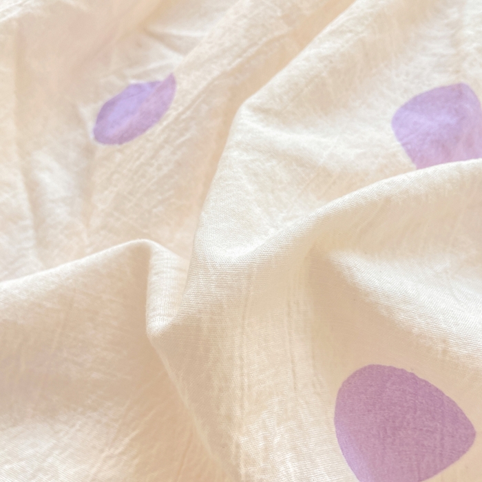 91家纺网 家纺一手货源 找家纺 玉海棠家纺 2025新款直播爆款双层纱床笠三件套 紫色波点