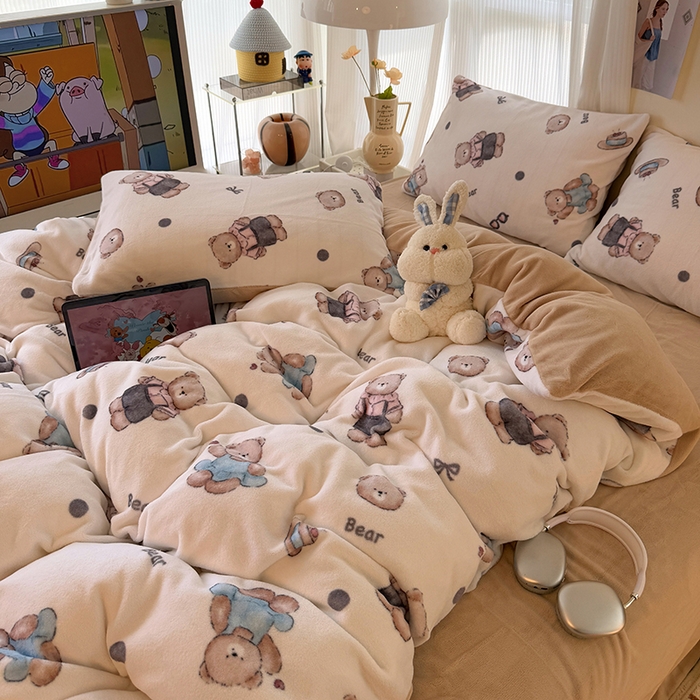 91家纺网 家纺一手货源 找家纺 （总）HL原创 2025新款牛奶绒四件套