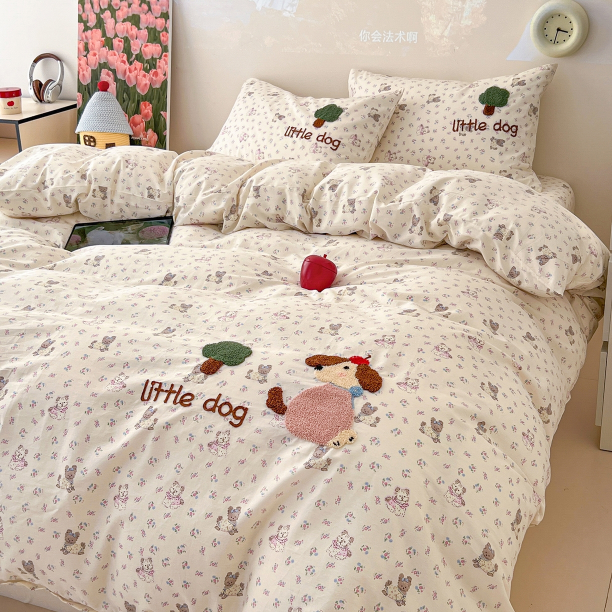 91家纺网 家纺一手货源 找家纺 舒居家纺 2025新款13070全棉纯棉毛巾绣四件套 可米宝贝