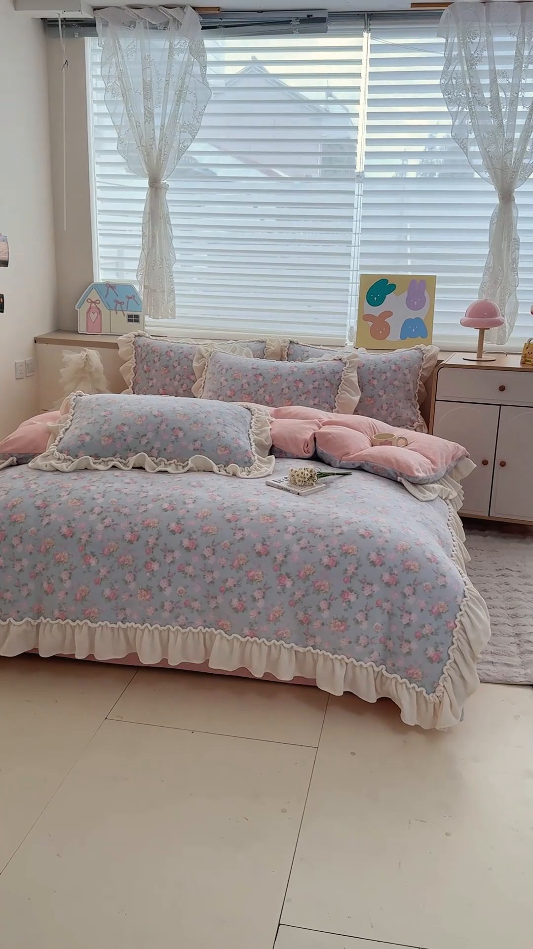 91家纺网 家纺一手货源 找家纺 橘子家 2025轻奢法式花边公主风婴儿绒牛奶绒高克重四件套 蔓可