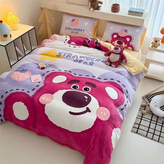 91家纺网 家纺一手货源 找家纺 （总）义博家纺 2025新款大版牛奶绒卡通印花四件套