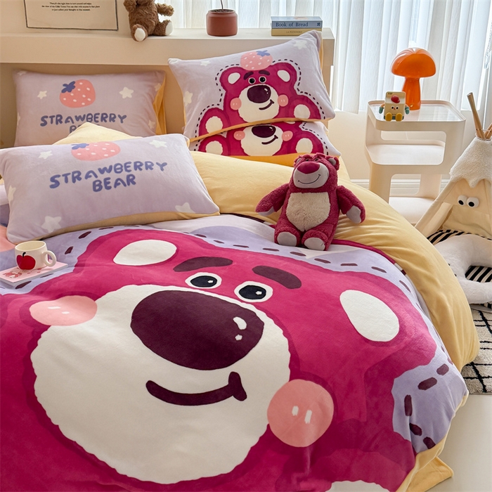 91家纺网 家纺一手货源 找家纺 （总）义博家纺 2025新款大版牛奶绒卡通印花四件套