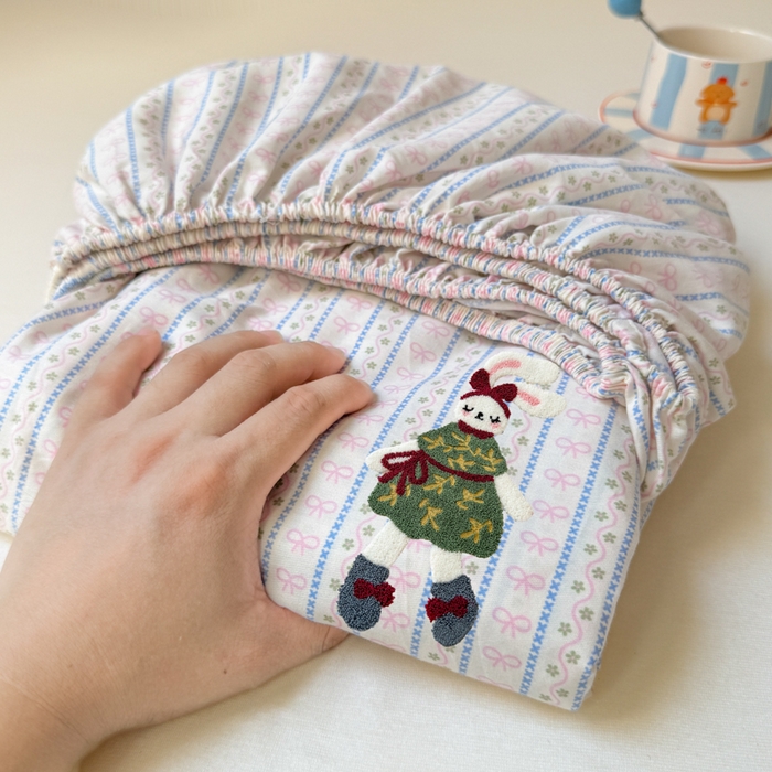 91家纺网 家纺一手货源 找家纺 （总）舒居家纺 2025新款13070全棉纯棉毛巾绣床笠单品床笠单件单床笠