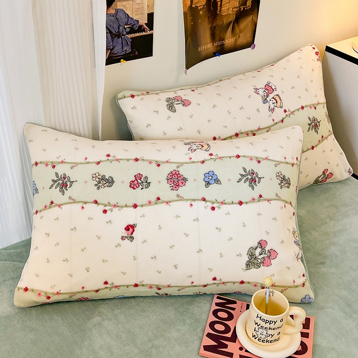 91家纺网 家纺一手货源 找家纺 HL原创 2025新款牛奶绒四件套 粉黛小兔-绒